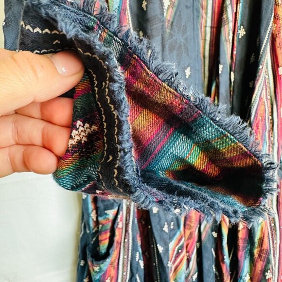 World Market Boho Linen Tribal Print Kimono size S/M - Picture 5 of 9